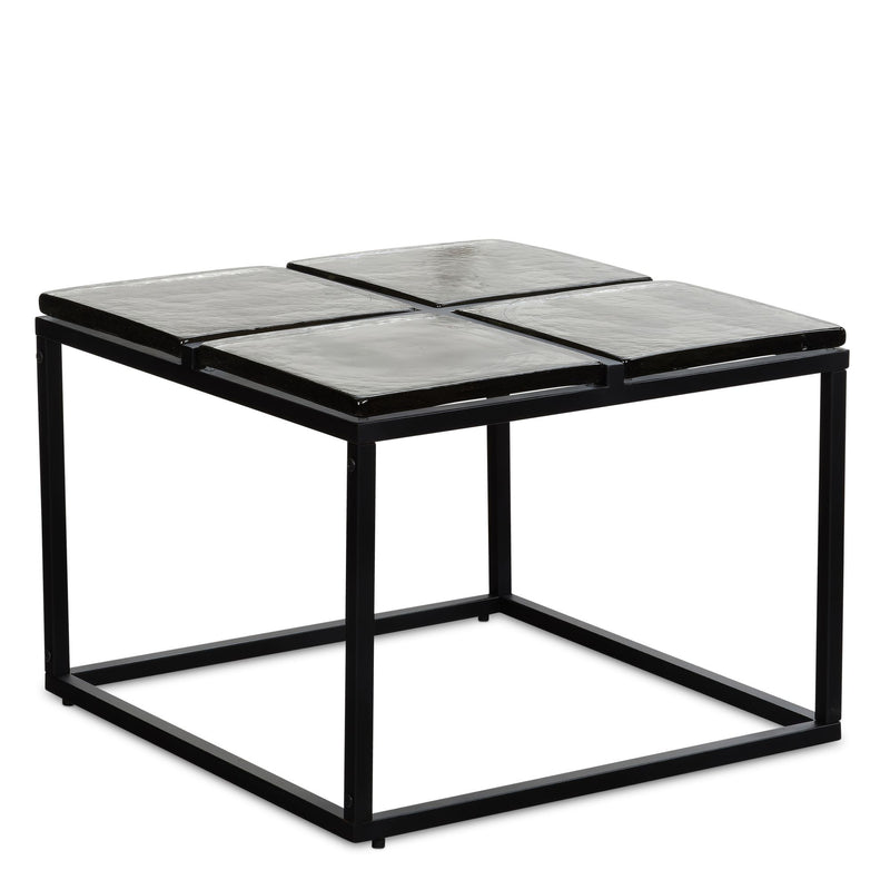 Couchtisch Glas Metall 58x58x43,5cm Schwarz Quadratisch Modern