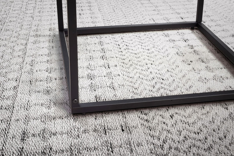 Couchtisch Glas Metall 58x58x43,5cm Schwarz Quadratisch Modern