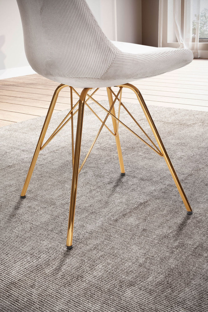 Esszimmerstuhl 2er Set Cara Cord Beige Goldbeine Skandinavisch