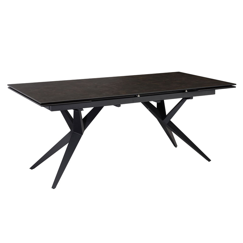 Esstisch 180-260cm Ausziehbar Keramik Glas Schwarz Metallbeine
