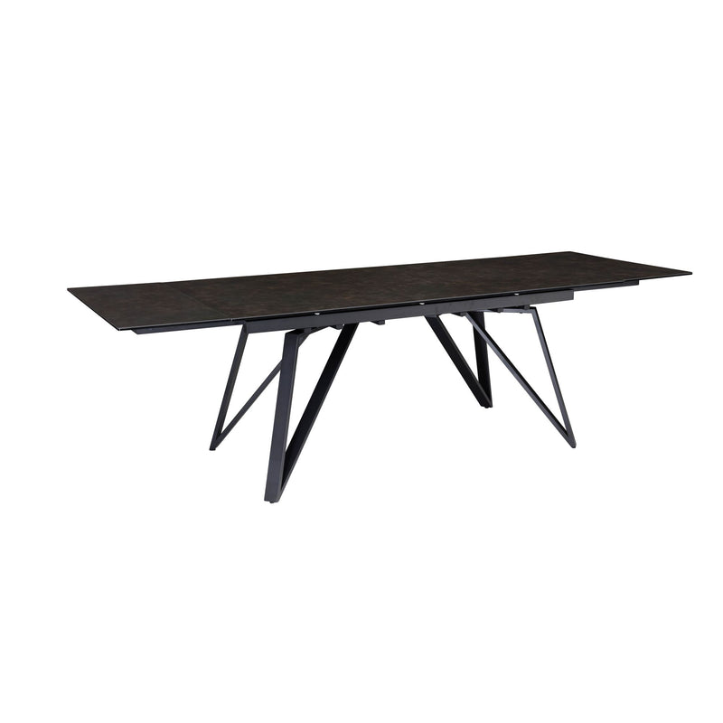 Esstisch 180-260cm Ausziehbar Keramik Glas Schwarz Metallbeine