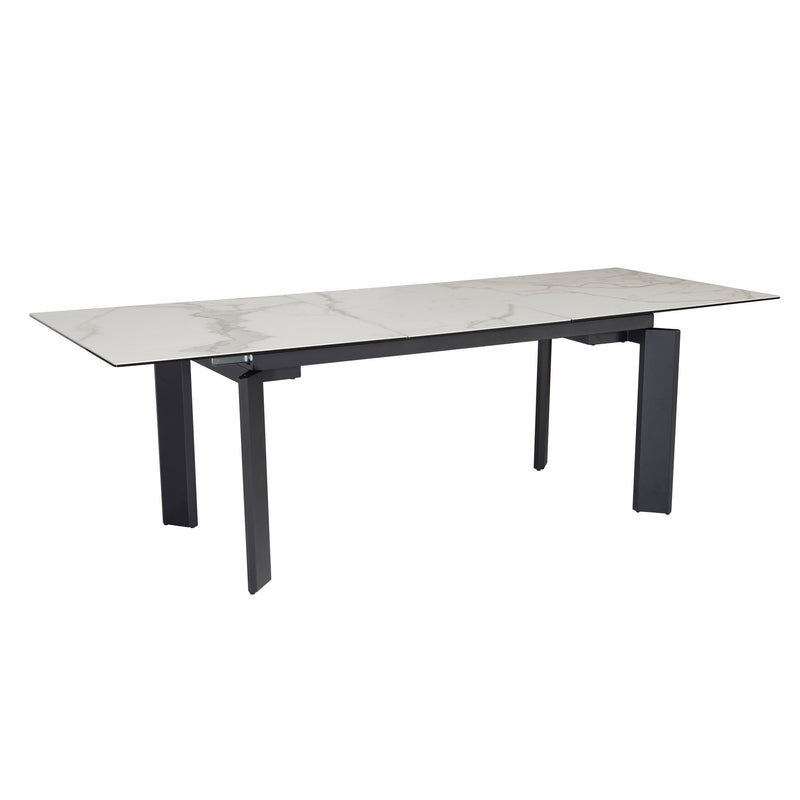 Esstisch 180x95cm ausziehbar Keramik Glas Weiß Marmor-Optik Metallbeine