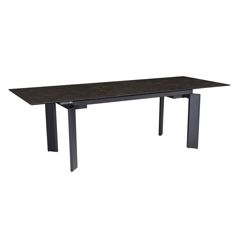 Esstisch 180-240cm ausziehbar Keramik Glas Schwarz Metallbeine