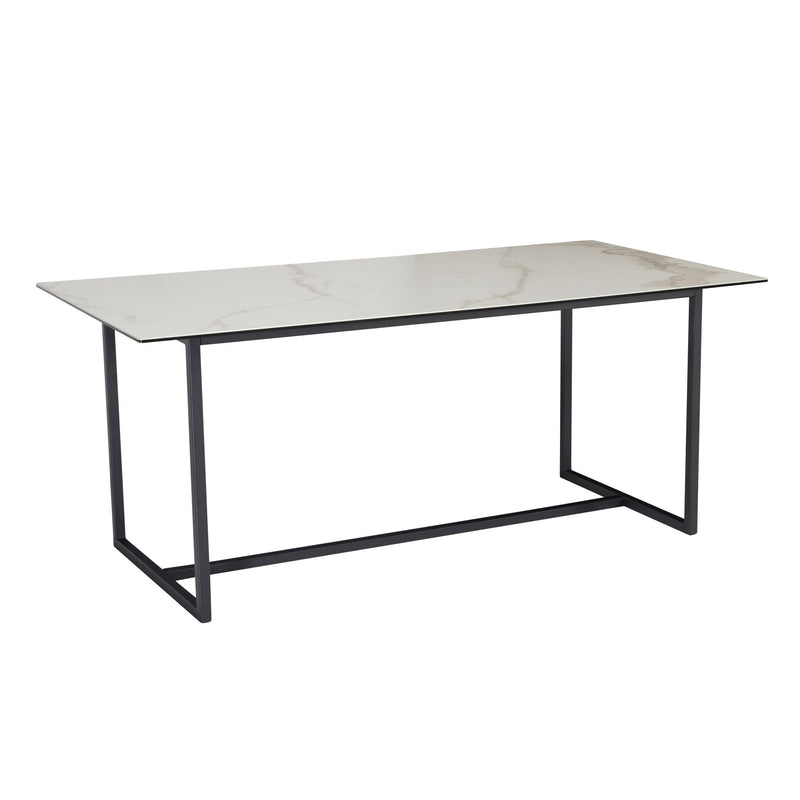 Esszimmertisch 180x90 Keramik Glas Weiß Marmor-Optik Metallbeine