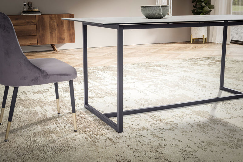 Esszimmertisch 180x90 Keramik Glas Weiß Marmor-Optik Metallbeine