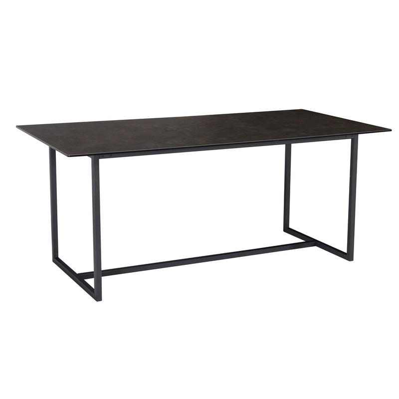 Esszimmertisch 180x90cm Keramik Glas Schwarz Metallbeine Rechteckig