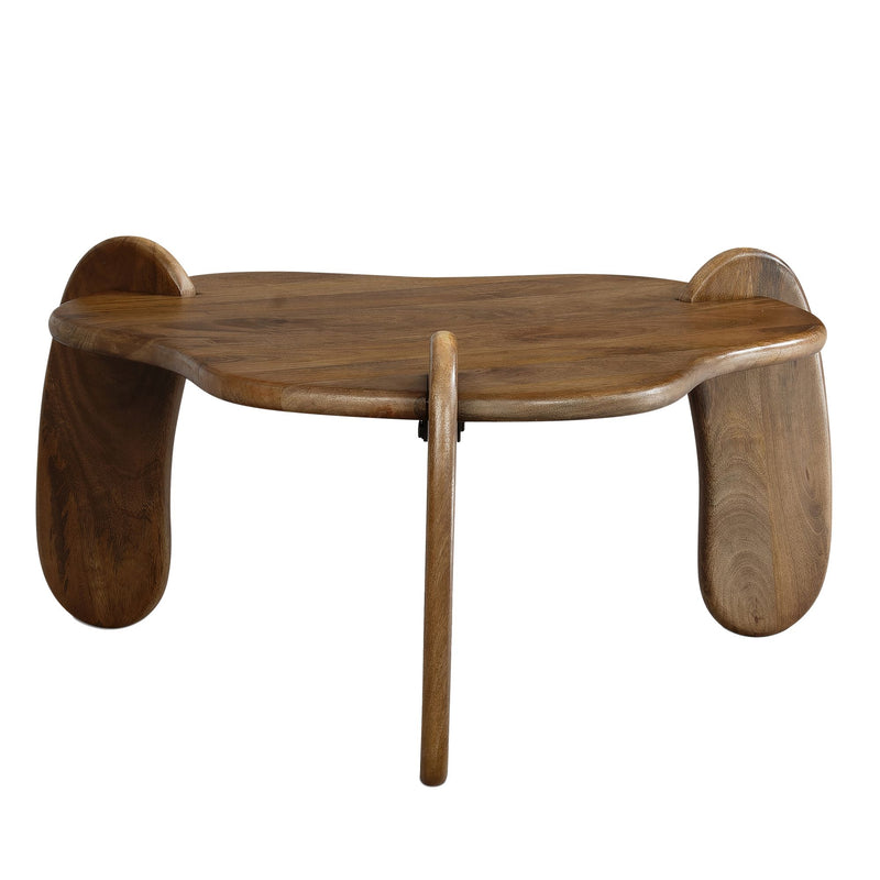 Couchtisch Mango Massivholz Walnussfarben 78x78x39,5cm Modern Design