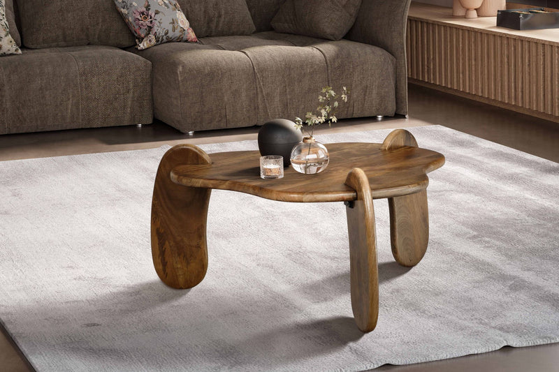 Couchtisch Mango Massivholz Walnussfarben 78x78x39,5cm Modern Design