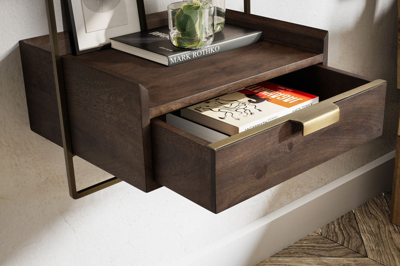 Nachtkonsole Wandmontage Mango Massivholz Dunkelbraun mit Schublade
