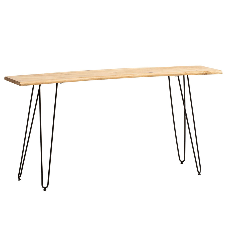 Schreibtisch 150x36x75cm Akazie Massivholz Metall Baumkante Schwarz