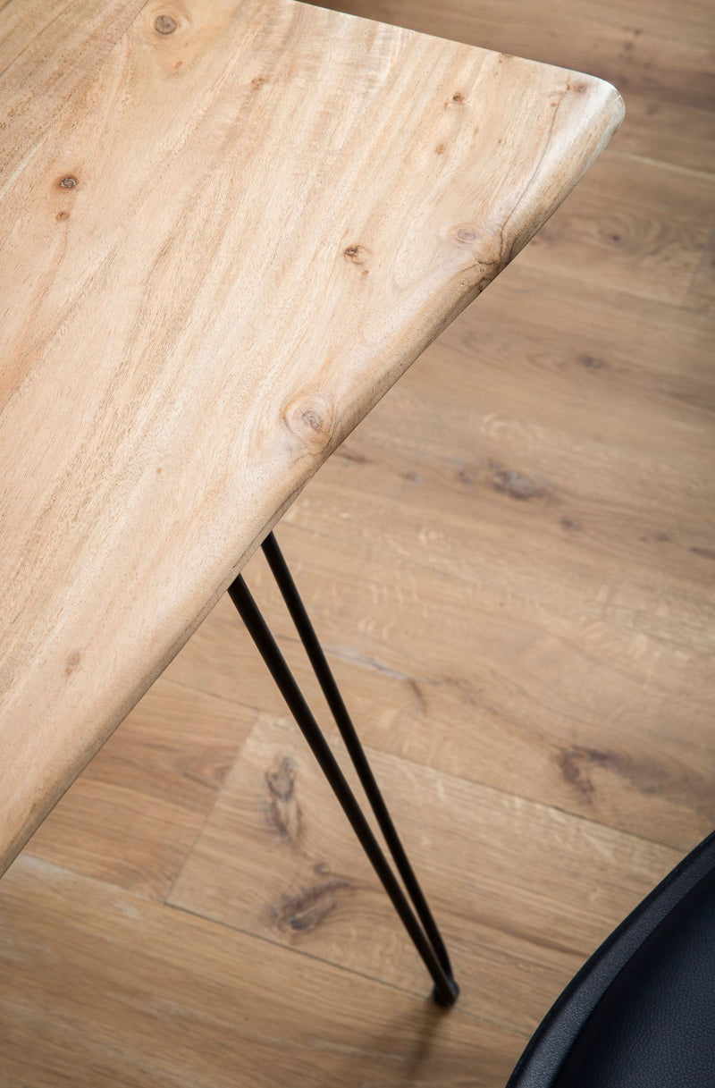 Schreibtisch 150x36x75cm Akazie Massivholz Metall Baumkante Schwarz
