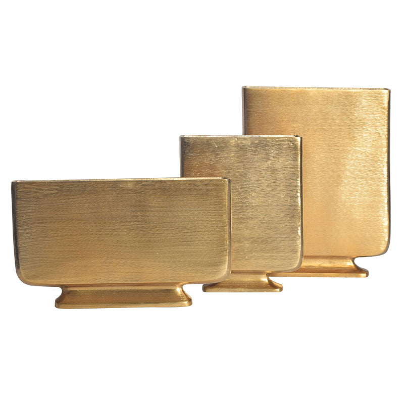 Vase 3er Set Aluminium Gold Modern Eckig Handgefertigt