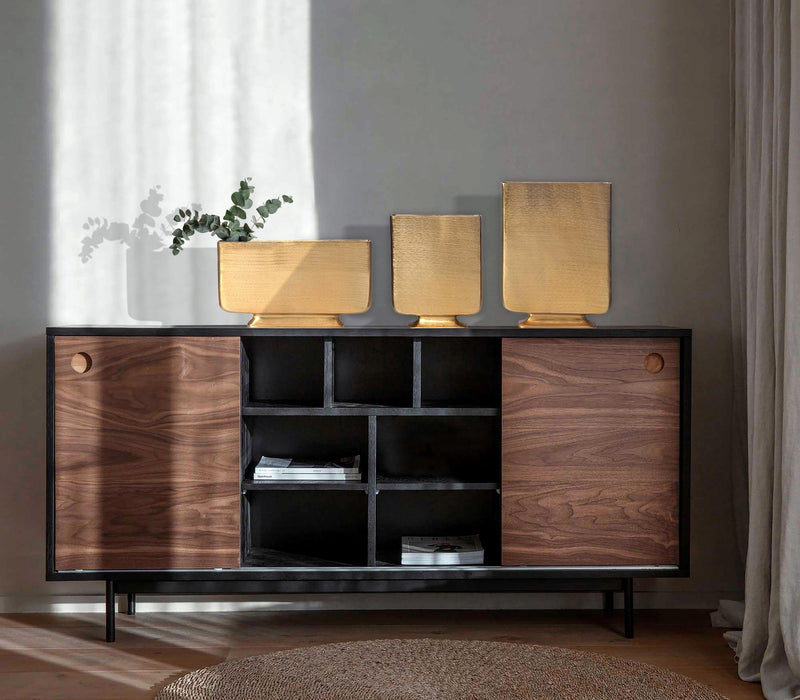 Vase 3er Set Aluminium Gold Modern Eckig Handgefertigt