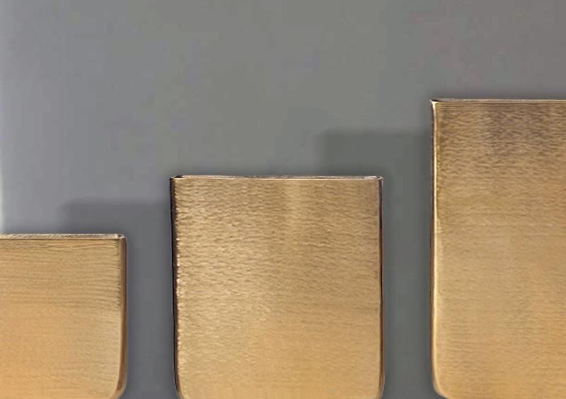 Vase 3er Set Aluminium Gold Modern Eckig Handgefertigt