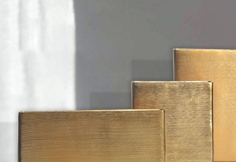 Vase 3er Set Aluminium Gold Modern Eckig Handgefertigt