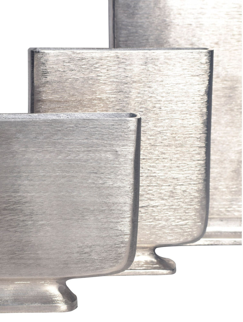 Vase 3er Set Aluminium Silber Modern Eckig Handgefertigt