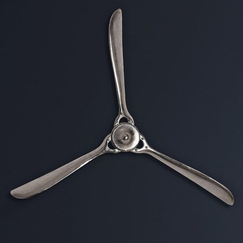 Wandpropeller Deko 85x85cm Silber Metall Flugzeug Aluminium Modern