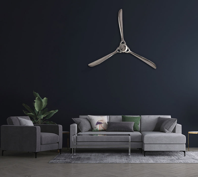 Wandpropeller Deko 85x85cm Silber Metall Flugzeug Aluminium Modern
