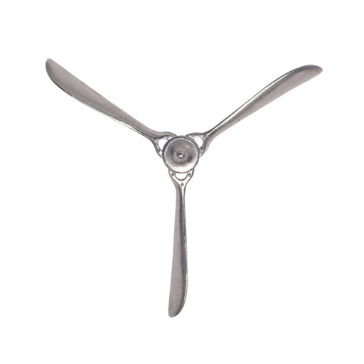 Wandpropeller Deko 85x85cm Silber in Draufsicht mit zwei ausgebreiteten Metallblättern und zentraler Nabe.