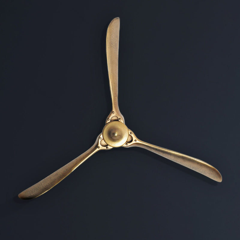 Wandpropeller Deko 85x85cm Gold Metall Flugzeug Aluminium Modern