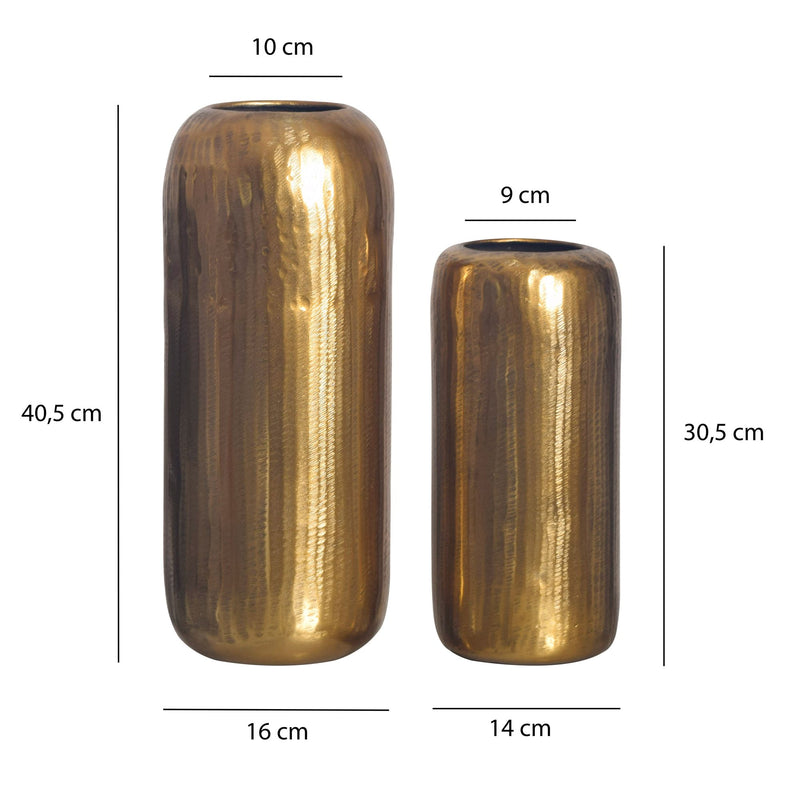 Vase 2er Set Aluminium Gold Zylinder Rund Modern Tischdeko