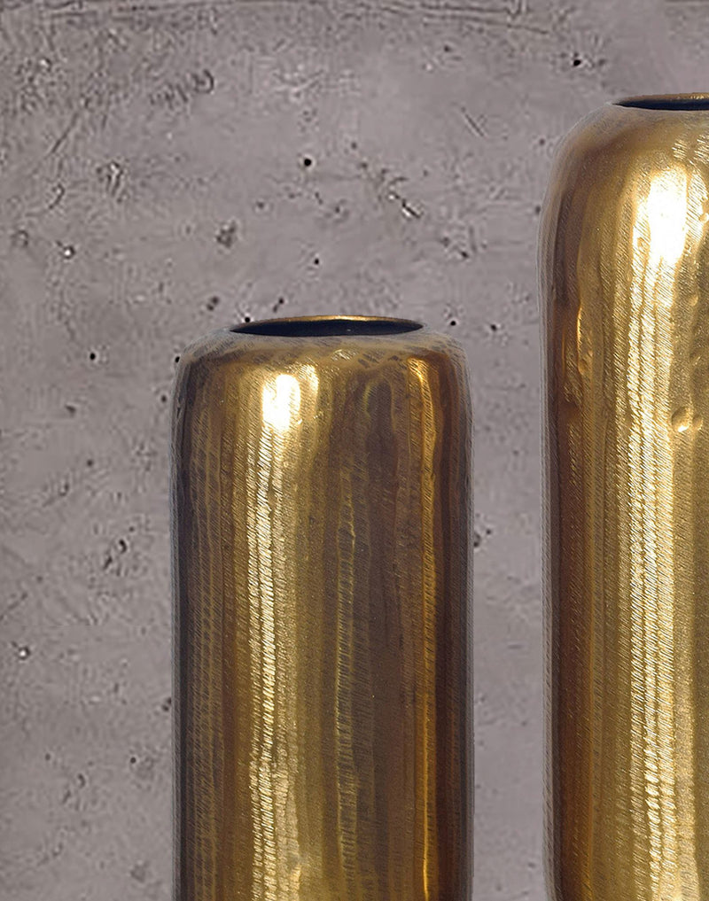 Vase 2er Set Aluminium Gold Zylinder Rund Modern Tischdeko