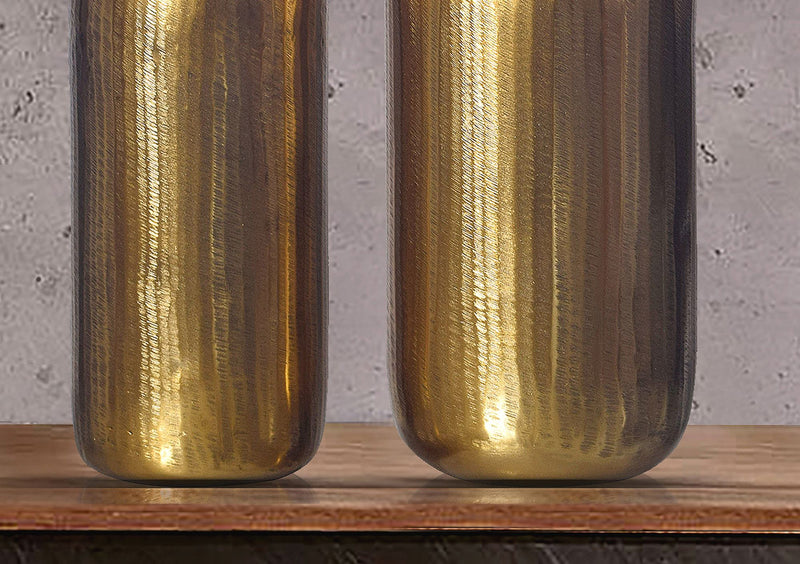 Vase 2er Set Aluminium Gold Zylinder Rund Modern Tischdeko
