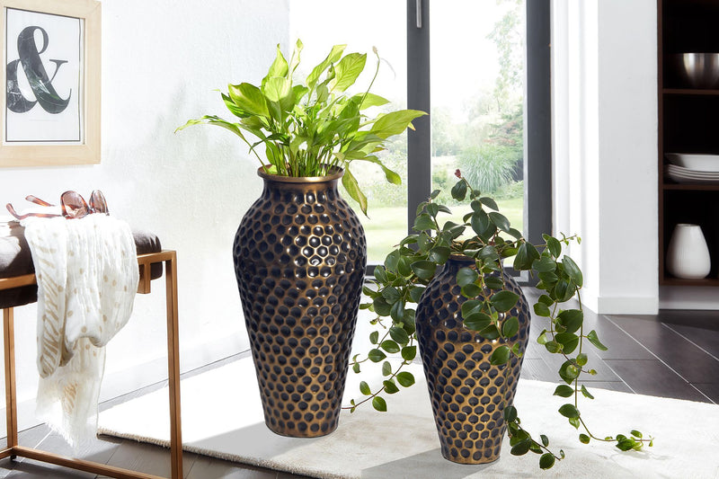 Vase 2er Set Aluminium Gold Amphore Modern Tischvase Handgefertigt