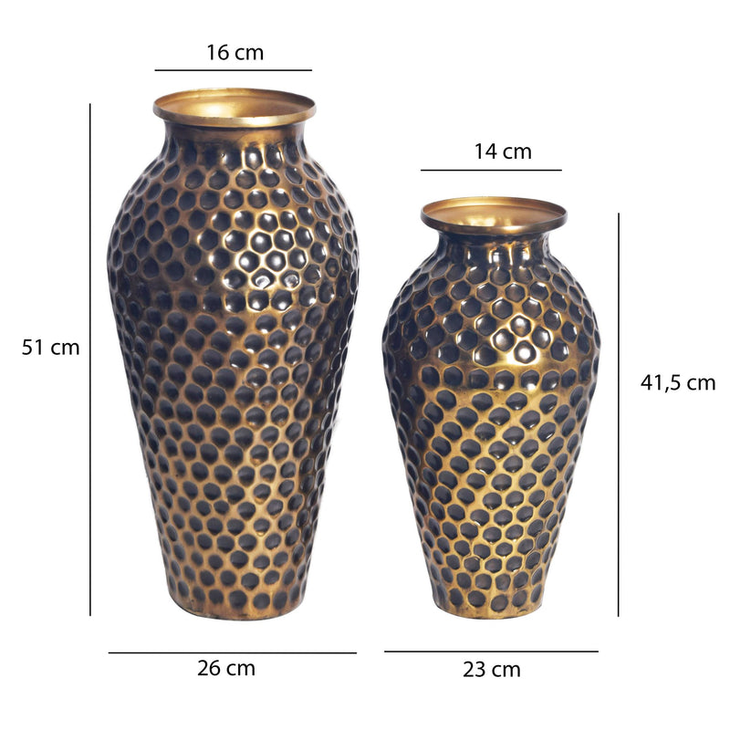 Vase 2er Set Aluminium Gold Amphore Modern Tischvase Handgefertigt
