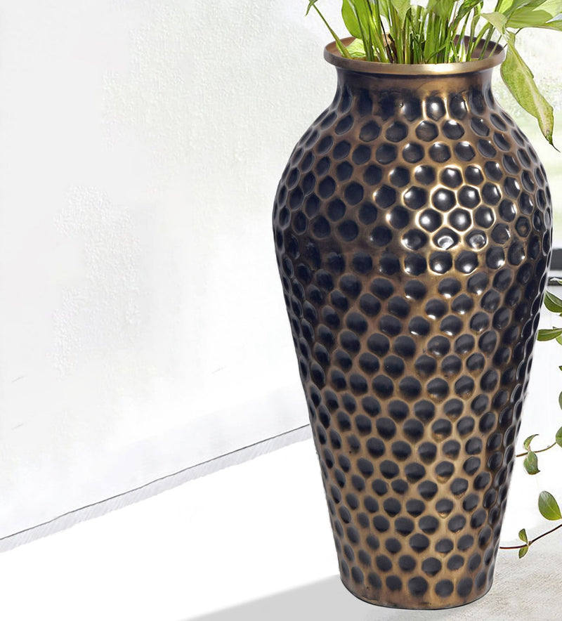 Vase 2er Set Aluminium Gold Amphore Modern Tischvase Handgefertigt