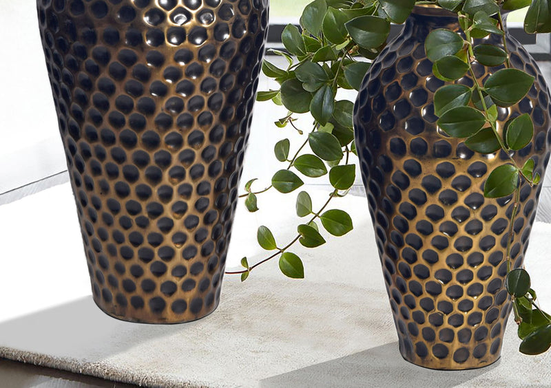 Vase 2er Set Aluminium Gold Amphore Modern Tischvase Handgefertigt