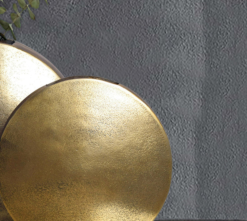 Vase 2er Set Aluminium Gold Rund Modern Tischdeko Handgefertigt