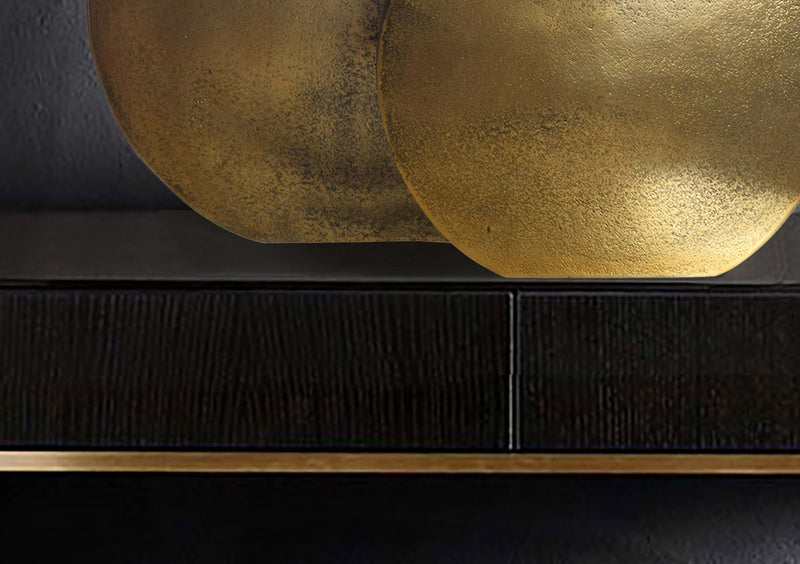Vase 2er Set Aluminium Gold Rund Modern Tischdeko Handgefertigt