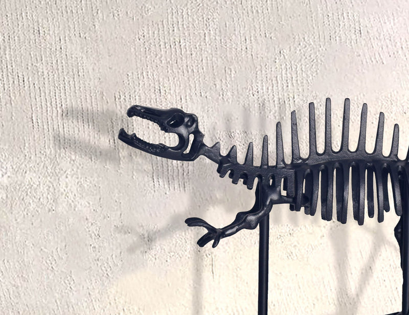 Dekofigur T-Rex Aluminium Schwarz 62cm mit Sockel Modern Design
