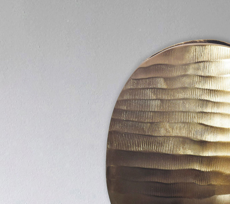 Vase 2er Set Aluminium Gold Wellenmuster Modern Tischdeko