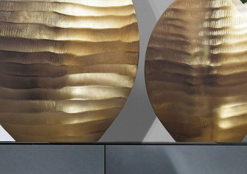 Vase 2er Set Aluminium Gold Wellenmuster Modern Tischdeko