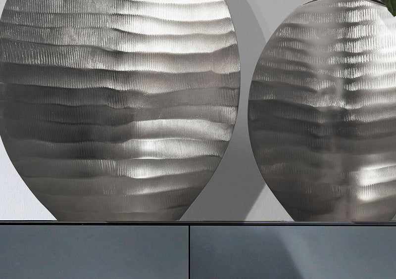 Vase 2er Set Aluminium Silber Wellenmuster Modern Tischdeko