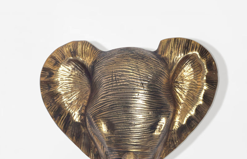 Wanddeko Elefant Tierkopf 41cm Aluminium Gold Exotisch Modern