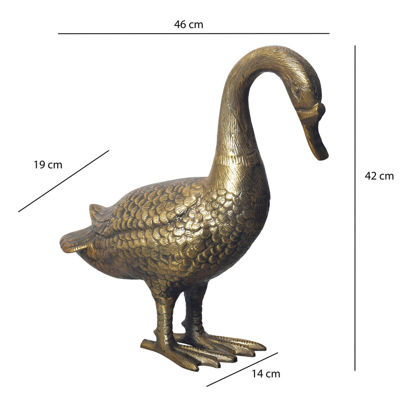 Dekofigur Gans Aluminium Gold 46cm Modern Tischdekoration