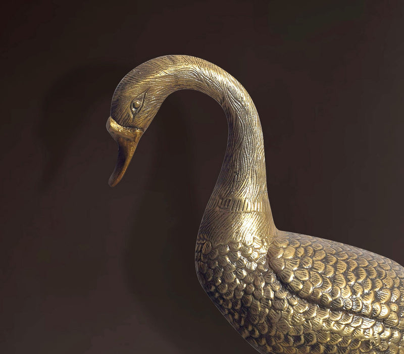 Dekofigur Gans Aluminium Gold 46cm Modern Tischdekoration
