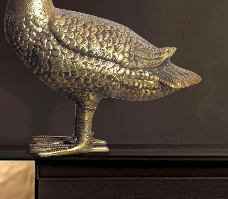 Dekofigur Gans Aluminium Gold 46cm Modern Tischdekoration