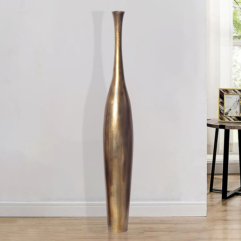 Vase BOTTLE L 100cm Aluminium Gold Blumenvase Modern Groß Handgefertigt
