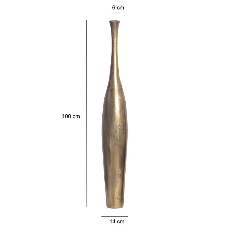 Vase BOTTLE L 100cm Aluminium Gold Blumenvase Modern Groß Handgefertigt