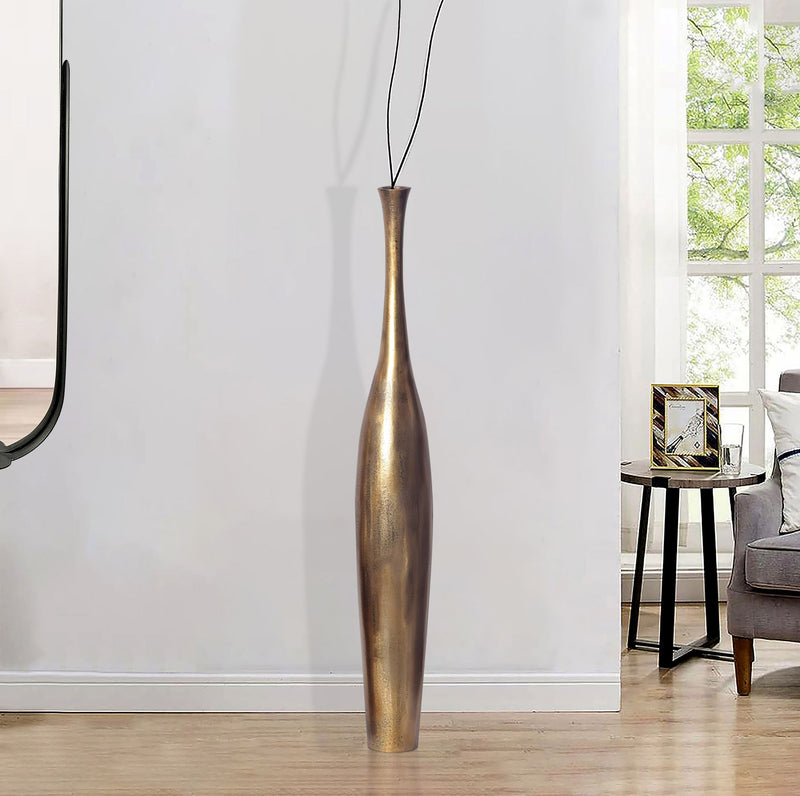 Vase BOTTLE S 75cm Aluminium Gold Blumenvase Modern Handgefertigt