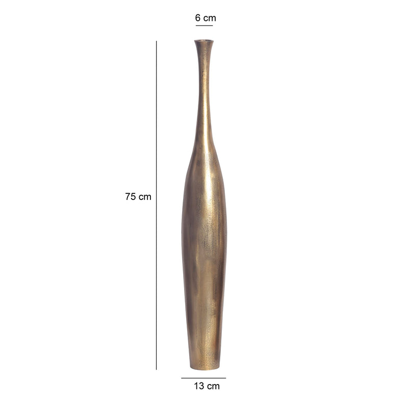 Vase BOTTLE S 75cm Aluminium Gold Blumenvase Modern Handgefertigt