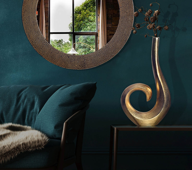 Vase 47cm Aluminium Gold Spirale Modern Handgefertigt Tischdeko
