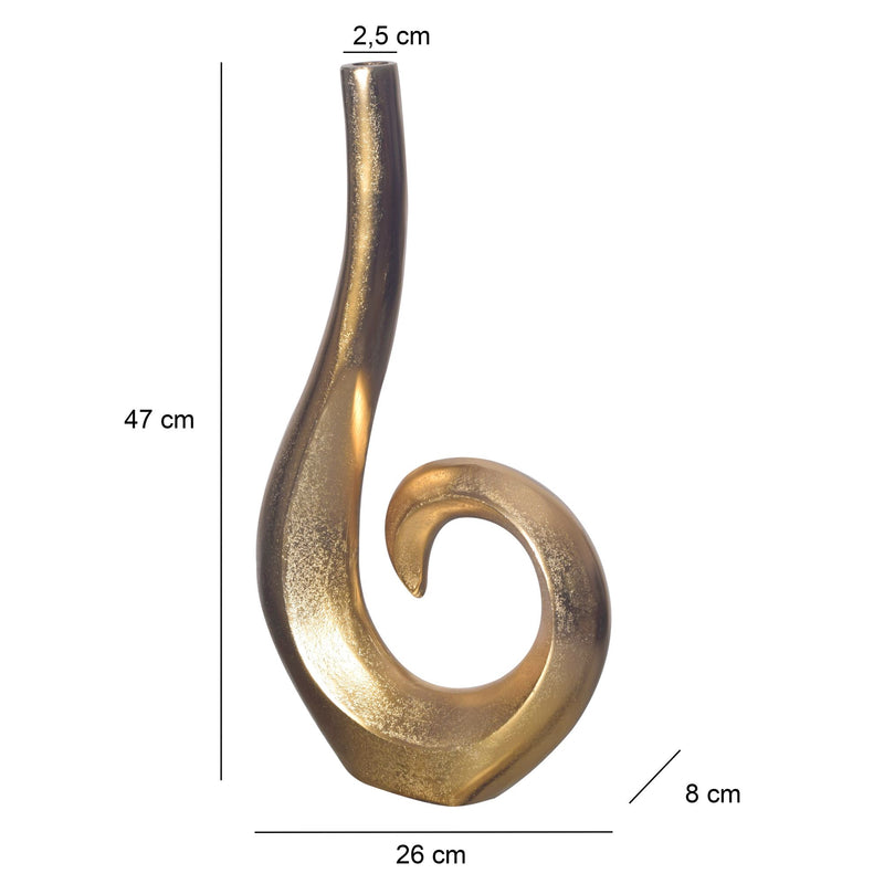 Vase 47cm Aluminium Gold Spirale Modern Handgefertigt Tischdeko