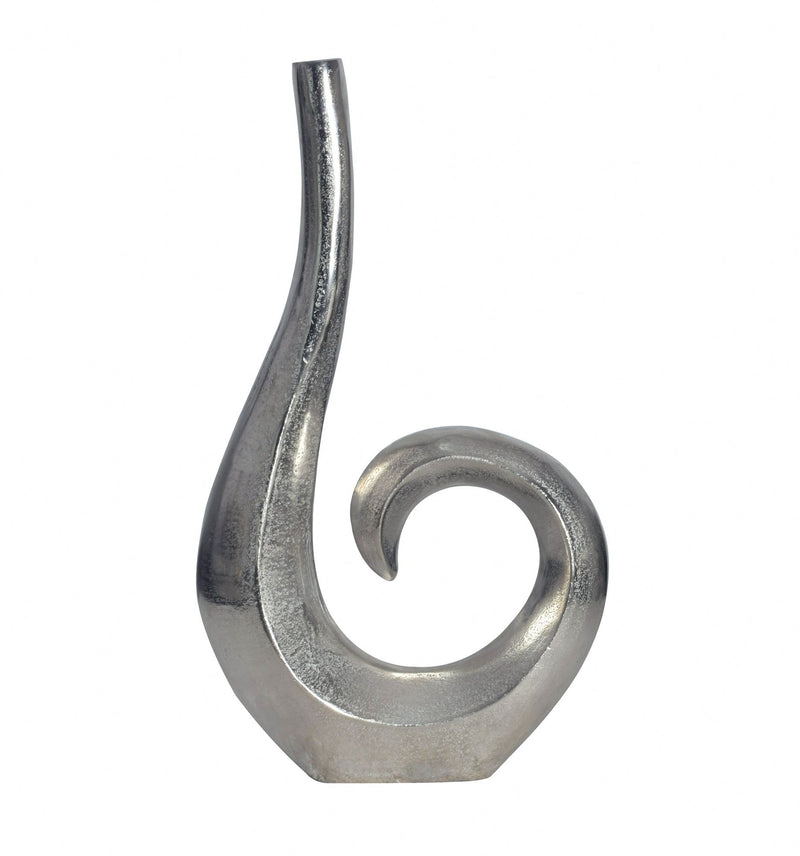 Vase 47cm Aluminium Silber Spirale Modern Tischdeko Handgefertigt