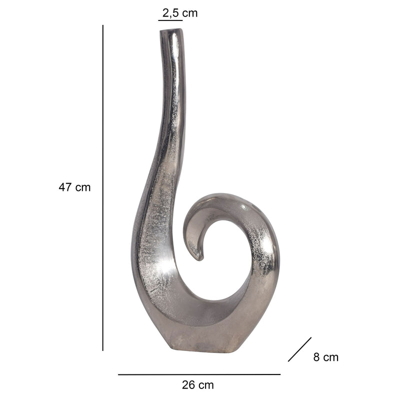 Vase 47cm Aluminium Silber Spirale Modern Tischdeko Handgefertigt