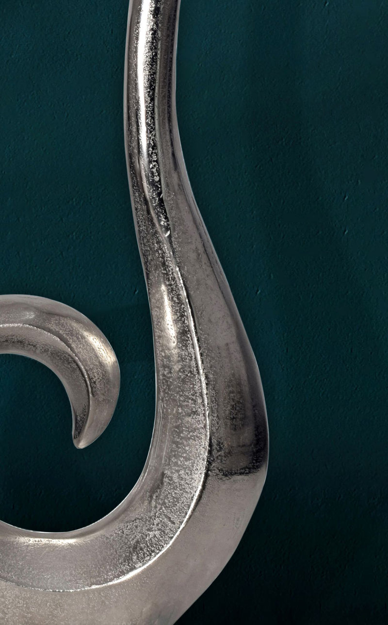 Vase 47cm Aluminium Silber Spirale Modern Tischdeko Handgefertigt